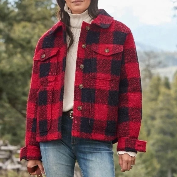 Cozy Sundance Buffalo Plaid red black Sherpa Woodcutter’s Jacket Extra Large XL - Picture 4 of 11